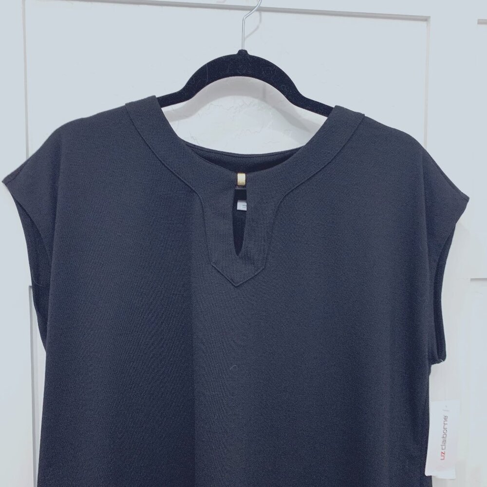 Liz Claiborne Women's Black Short Sleeve Knit Top Tee Size L Large